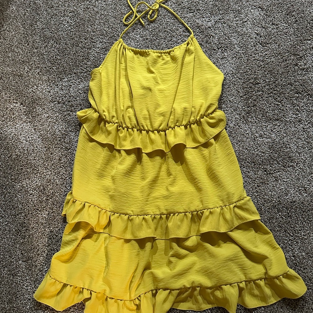 Good Luck Gem Yellow Ruffle Mini Dress
